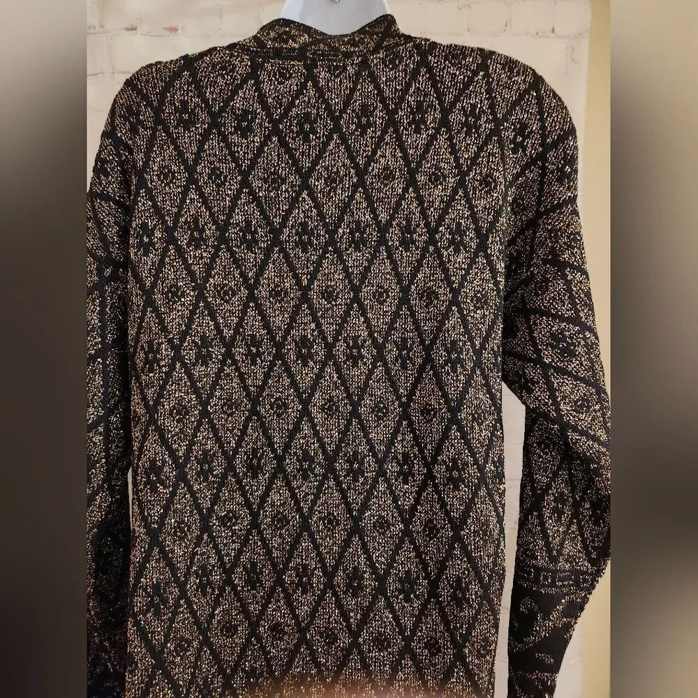 Vintage VG 1980's Pierre Cardin Blk/Gold Lurex Knit A-Line Mini Dress Sz.S USA - Picture 6 of 8